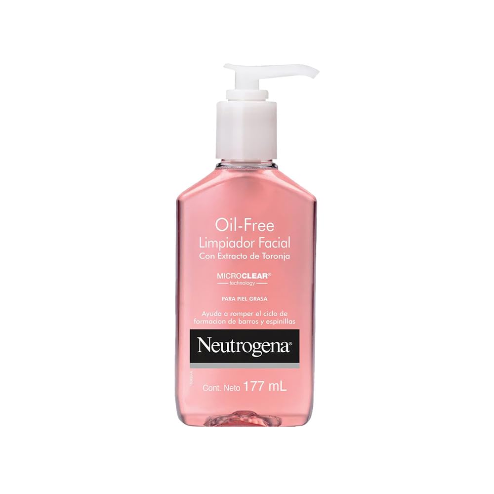 Neutrogena Oil-Free Pink Grapefruit Pore Cleansing Acne Wash and Daily Liquid Facial Cleanser with 2% Salicylic Acid Acne Medicine and Vitamin C, 6