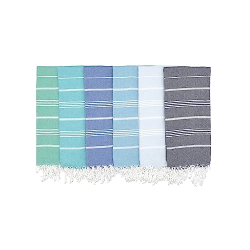 PADISHAHHOME Oversized Turkish Beach Towel 38’’x71’’ - Set of 6 | 100% Turkish Cotton Lightweight Sand Free Quick Dry Pool Towels | Extra Large Bath…