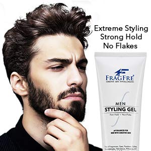 "FRAGFRE Hair Styling Gel, 8 fl oz, Extra Hold, Non Toxic & Flaky, Alcohol Free, Unscented, Color Safe, Provides Strong Firm Hold, No Residue, For Men