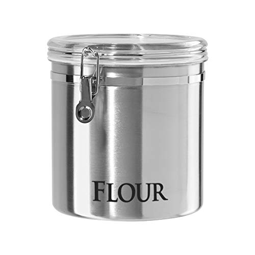 Oggi Jumbo 8" Stainless Steel Flour Clamp Canister - Airtight Food Storage Container Ideal for Kitchen & Pantry Storage of Flour or other Bulk, Dry…