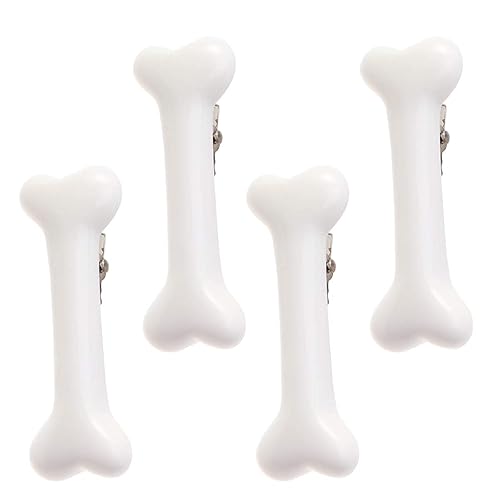 Beaupretty Halloween White Dog Bone Hair Clips,Artificial Dog Bone Hairpins Alligator Barrettes Christmas Hair Accessories for Kids Girls,4pcs