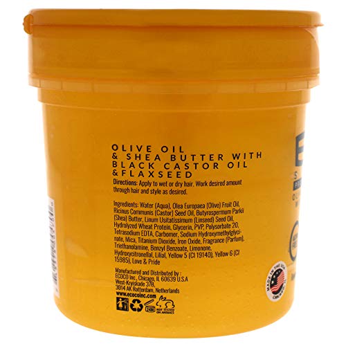 Ecoco Eco Style Gel - Olive Oil And Shea Butter Black Castor Oil And Flaxseed - Superior Hold And Healthy Shine - Helps Moisturize Scalp - Repairs