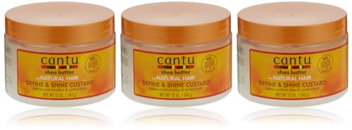 Cantu Natural Hair Define & Shine Custard 12 Ounce Jar (354ml) (3 Pack)