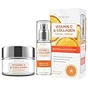 Skin 2.0 Vitamin C & Collagen Serum & Day Cream Set - Anti-Aging, Dark Spot Remover & Brightening - Dermatologist Tested Korean Skincare - Clean
