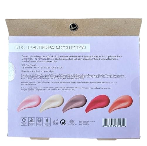 Smoke & Mirrors 5 Pc Lip Butter Balm Collection, Infused with Watermelon Seed Oil, Vegan, 15 mL Each Beauty and Personal Care Smoke & Mirrors