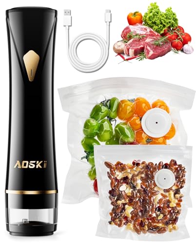 Vacuum Sealer Machine for Food Storage: Compact Food Sealer Saver 5X Fresh Longer, Handheld Detachable Water Tank, 10 PCS Vacuum Seal Bags…