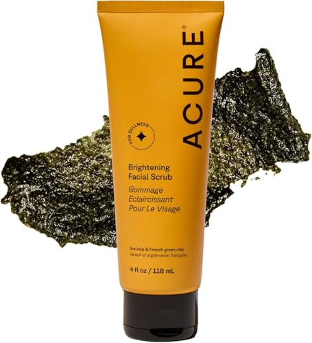 Acure Brightening Facial Scrub - Exfoliating Face Wash, Gentle Daily Scrubber & Exfoliator for Women & Men for Radiant Skin, Cleansing Wash with Sea