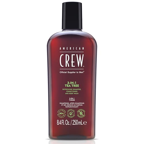 American Crew Shampoo, Conditioner & Body Wash for Men, 3-in-1, Gift for Men, Tea Tree Scent, 8.4 Fl Oz