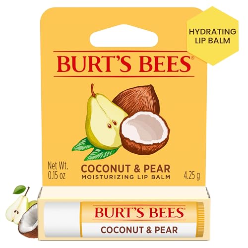 Burt's Bees Coconut and Pear Lip Balm, Lip Moisturizer With Responsibly Sourced Beeswax, Tint-Free, Natural Conditioning Lip Treatment, 1 Tube, 0.15