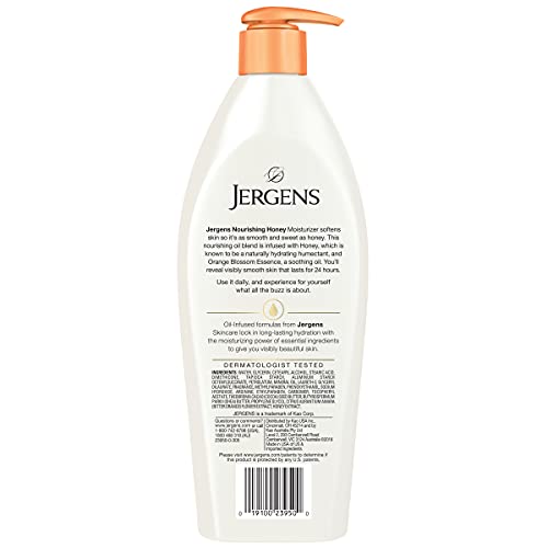 Jergens Nourishing Honey Dry Skin Moisturizer, with Illuminating Hydralucence Blend, Skin Nourishing Formula, Dermatologist Tested, 16.8 Oz, Pack of 4
