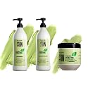 Salon In by Recamier | Vegan Keratin & Collagen 3-Piece Hair Set with Shampoo (33.8 fl oz / 1000 ml), Conditioner (33.8 fl oz / 1000 ml), and Recharge