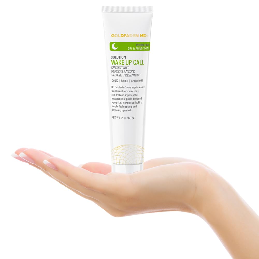 Dr. Goldfadens Wake Up Call Night Facial Moisturizer Night Cream for Dry & Aging Skin | w/Alpha Lipoic Acid, Avocado Oil Retinol, Co-enzyme Q10 2.0 Fl