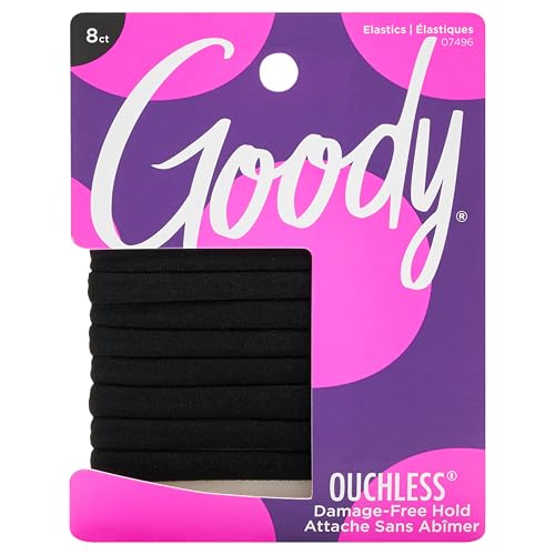 Goody Ouchless Seamless Hair Elastics, 8 Ct, Black, Damage-Free Gentle Hold Elastic Ties, No Snag or Pull, For All Occasions, Chic Styling Accessories Beauty and Personal Care GOODY Default Title