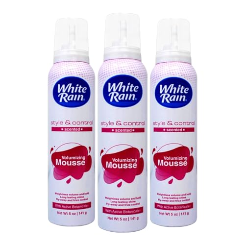 White Rain Volumizing Mousse for Hair Volume - 3 Pack 5 oz Each, Lightweight Styling Volume Hair Mousse for Women, Frizz Control & Root Lift, Fresh