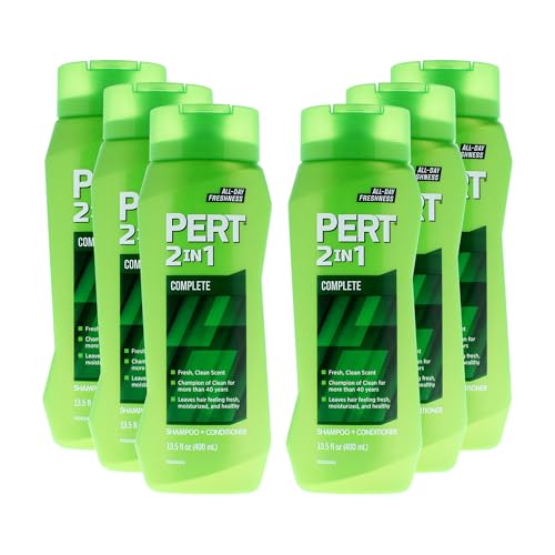 PERT 2 in 1 Complete Clean Shampoo and Conditioner - Mens Shampoo for Daily Use - Hair Conditioner for Men - Removes Dirt, Oil, and Build Up - 6 pc