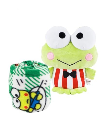 NORTHWEST Hello Kitty Keroppi Travel Set - 2 Piece Kids Travel Set Includes Blanket 40" X 50" & Plush