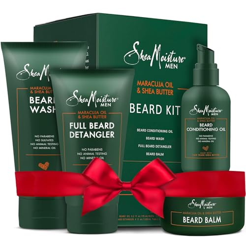 SheaMoisture Beard Kit for Men - Beard Wash, Conditioning Beard Oil, Full Beard Detangler + Beard Balm with Shea Butter & Maracuja Oil, Gifts for Men