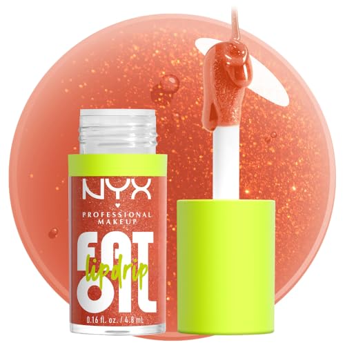 NYX PROFESSIONAL MAKEUP Fat Oil Lip Drip, Moisturizing Lip Oil Gloss, Vegan Tinted Formula, Up to 12 HR Hydration - Follow Back (Shimmering Warm Nude)