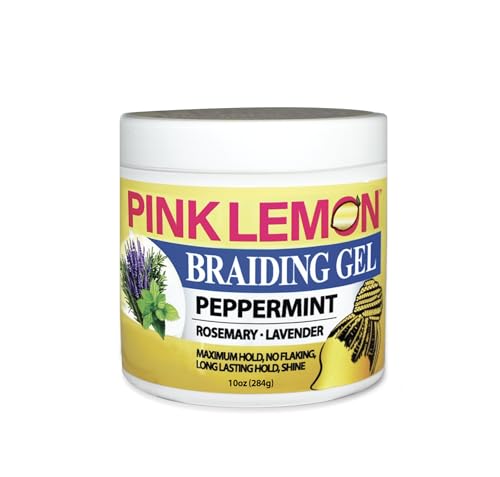 PINK LEMON Braiding Gel Peppermint - Maximum Hold, No Flaking, Long Lasting Hold, High Shine. For Micro, Inter, Dread, Faux, Loc, Twist, Braid, Edge