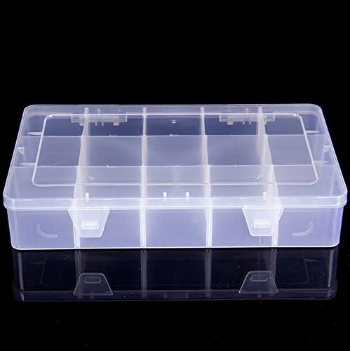 Kamay's Large Transparent Thick Hard 15 Grids Adjustable Compartment Slot Plastic Hobby Craft Storage Box Case Raft Storage Box Organizer…