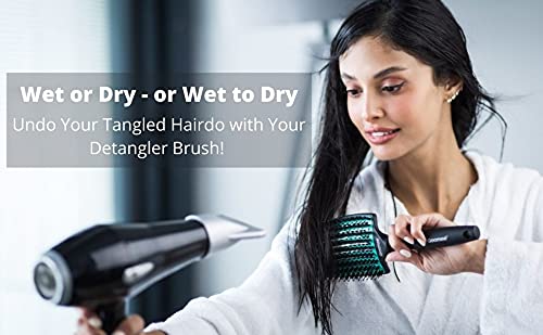 Goomee Straight & Curly Hair Detangler Brush – Nylon & Boar Bristles for Soft, Smooth, Shiny Hair, Wet & Dry Use, Vent Design for Fast Drying, Large Green