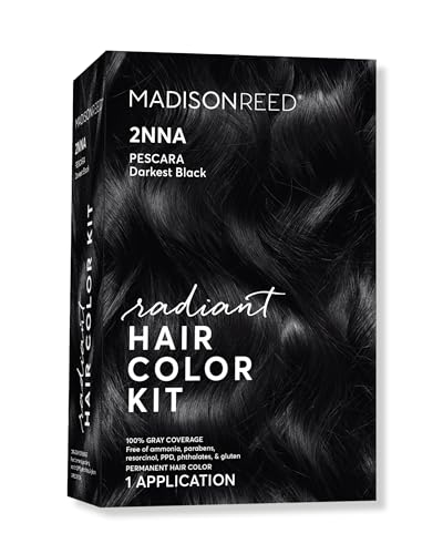 Madison Reed Radiant Hair Color Kit - 2NNA Darkest Cool Black with Ash Undertones (Pescara Black), Dimensional Gray Hair Blending Permanent Hair Dye