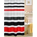 Fabric Shower Curtain,multi-color Striped Black /Red