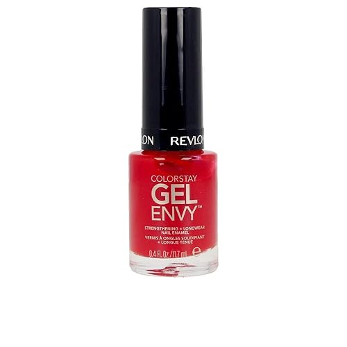 Revlon ColorStay Gel Envy Longwear Nail Polish, with Built-in Base Coat & Glossy Shine Finish, in Red/Coral, 550 All On Red, 0.4 oz