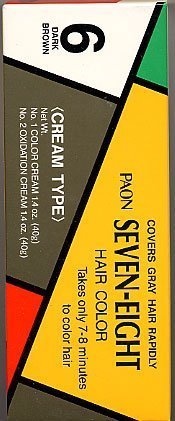 PAON Seven-Eight Hair Color #6 Dark Brown Refill - Tube 1 Color Cream 1.4 Oz - Tube 2 Oxidation Cream 1.4 Oz
