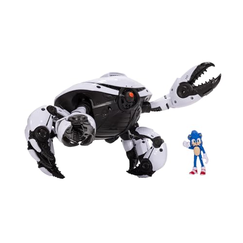 Sonic the Hedgehog 3 Movie Crab Mech Playset – 2.5" Sonic Action Figure with Pinching Claws, Official Licensed Kids Toy