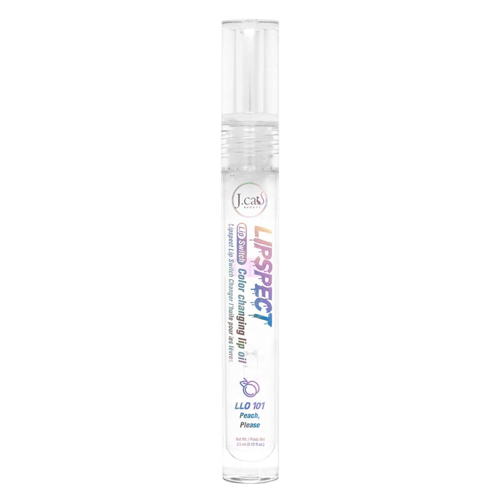 J.CAT BEAUTY Lipspect Lip Switch, Color Changing Lip Oil, LLO 101 Peach, Please, 0.1 fl oz (3 ml)