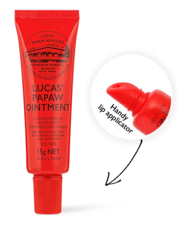 Lucas Papaw Ointment - 15g Tube with Lip Applicator - Multi-Purpose Balm for Chapped Lips, Minor Burns, Sunburn, Cuts, Insect Bites, and Diaper Rash