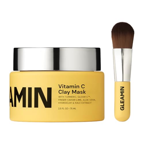 Gleamin Vitamin C Clay Mask for Dark Spots, Turmeric Clay Face Mask Skin Care, Deeply Cleanses & Refines Pores, Brightens Uneven Tone and Helps