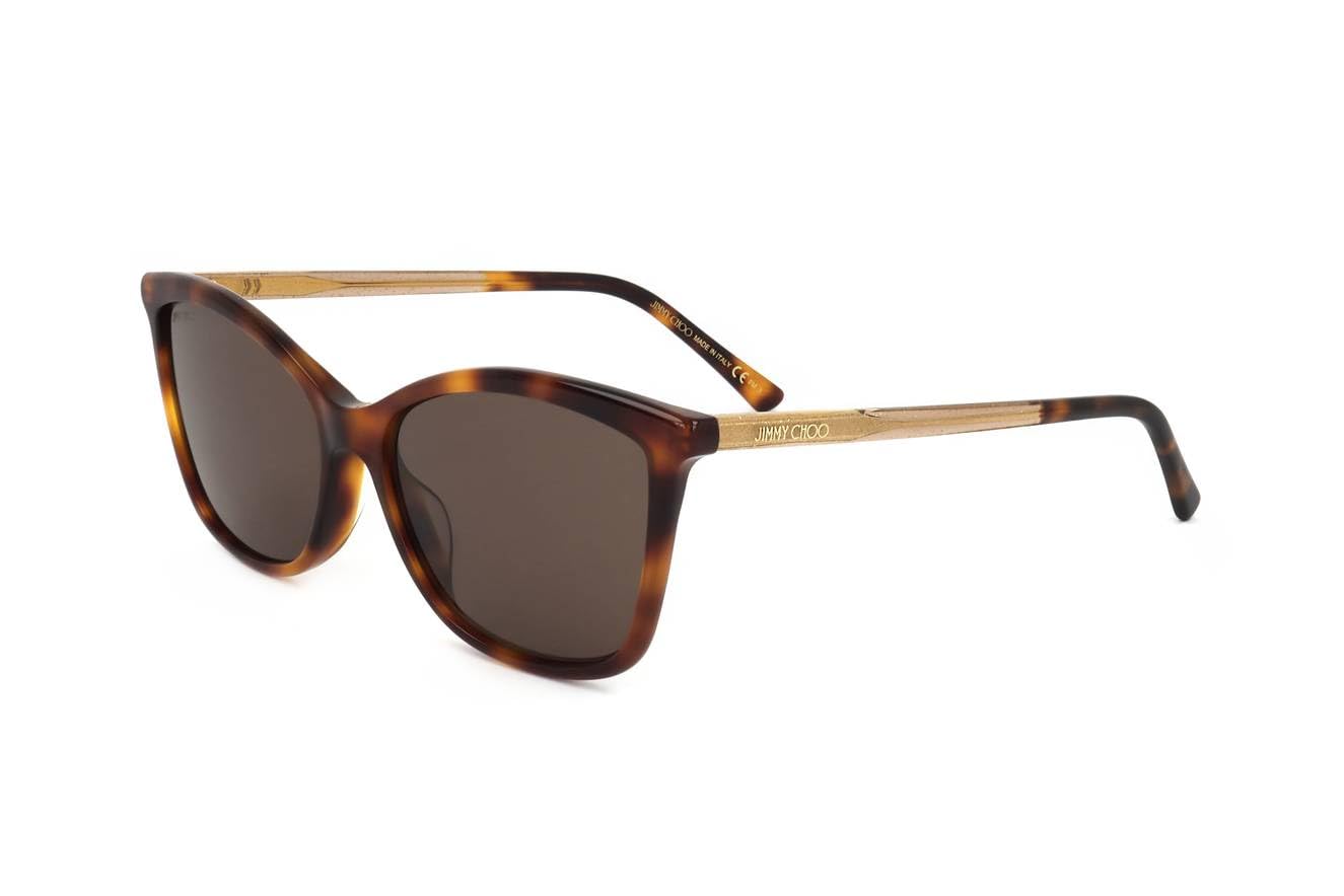 JIMMY CHOO Rectangular Sunglasses Ba/G/S 08670 Havana/Gold 56mm