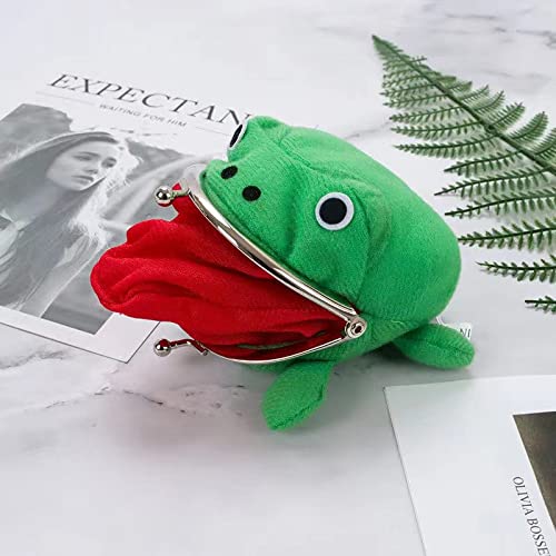 Frog Coin Wallet, Anime Cosplay Plush Frog Coin Purse Green Cartoon Frogs Money Pouch Cute Funny Wallet for Halloween Gifts