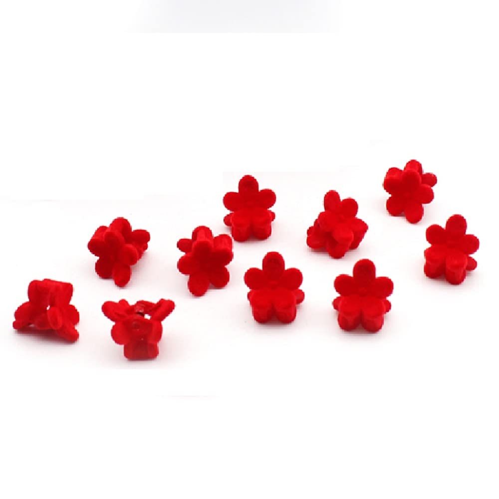 30pcs Red Velvet Mini Hair Claw Clips Flower Heart Bow Hair Bangs Pin Small Hair Clips Clamps Non Slip Tiny Plastic Jaw Clips For Girls and Women
