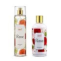 Rose Home Spa Gift 10oz Deep Moisturizing Fragrance Body Lotion & 8 oz. Fine Fragrance Body Mist Set Luxury Self-Care Combo for Women and Girls (Rose)