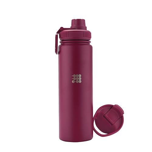 Cubitt Insulated Sports Hydro Water Bottle 24 oz, 2 Lids (Coffee Lid and Wide Mouth Twist Sports Lid), Stainless Steel, Double Walled. Cold for up