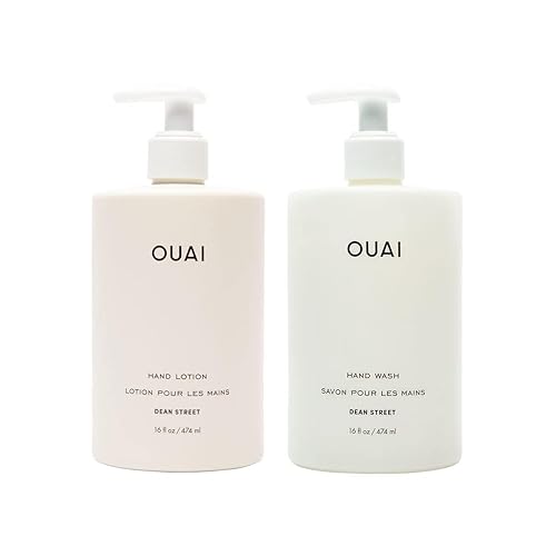 OUAI Hand Wash and Hand Lotion Set, Dean Street Scent - Moisturizes and Exfoliates with Daily Use - Made with Jojoba Esters, Avocado & Rosehip Oils