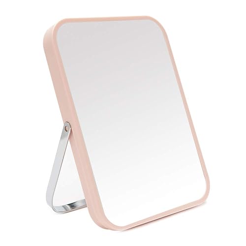 YEAKE Table Desk Vanity Makeup Mirror,8-Inch Portable Folding Mirror with Metal Stand 90°Adjustable Rotation Tavel Make Up Mirror Hanging Bathroom