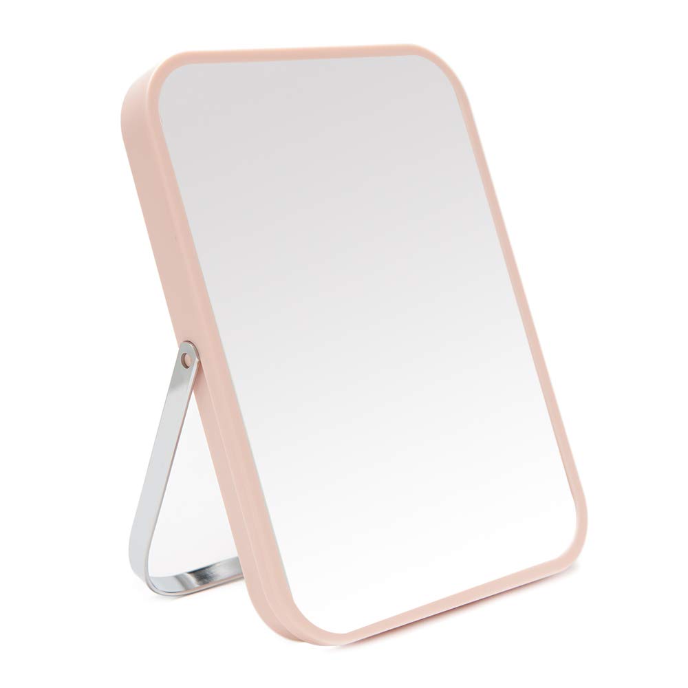 YEAKE Table Desk Vanity Makeup Mirror,8-Inch Portable Folding Mirror with Metal Stand 90°Adjustable Rotation Tavel Make Up Mirror Hanging Bathroom