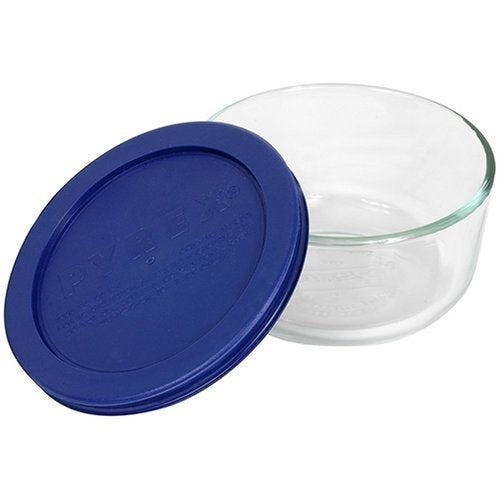 Pyrex 7202 1-Cup Glass Bowl & 7202-PC Cadet Blue Lid (6-Pack) - Made in USA