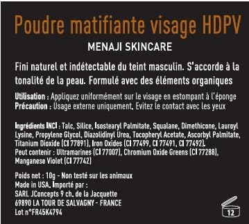 MËNAJI Anti-Shine Powder (HDPV) - Anti-Shine Face Make-Up for Men - Natural Looking Makeup - Mens Cosmetics - Bronze