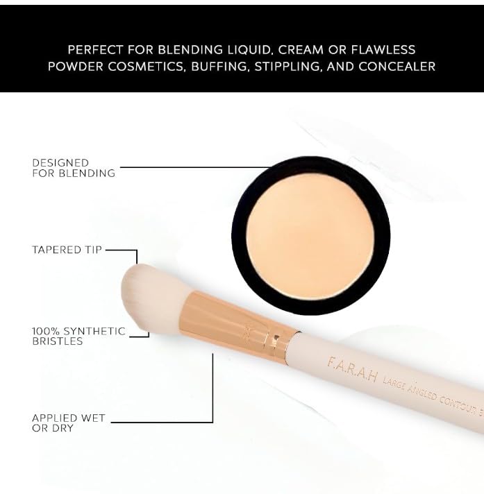 F.A.R.A.H Professional Pro Precision Luxurious Blender Brush 30F - Premium Makeup Brushes (White)