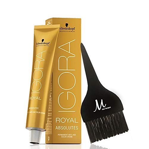 Igora Royal Absolutes 7-60 Medium Blonde Chocolate Natural Permanent Anti-Age Hair Color Creme 60 grams, 100% White Hair Coverage and M Hair Designs