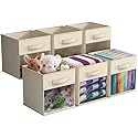 Sorbus 11 Inch Storage Bins with Clear Window - 6 Foldable Baskets for Organizing Clothes, Toys, Books - Sturdy Collapsible Fabric Storage Cubes…