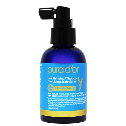 PURA D'OR Hair Thinning Therapy Energizing Scalp Serum 4oz w/Copper Tripeptide, Biotin, Caffeine, Plant Stem Cell, Catalase & DHT Balance, Rosemary Beauty and Personal Care PURA D'OR Default Title