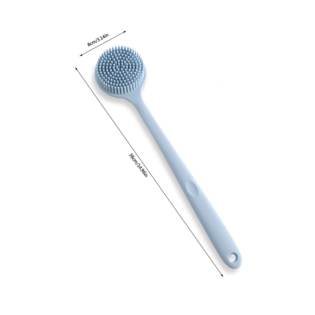 Double Sided Silicone Back Scrubber Bath Shower Long Handle Body Massage Brush Beauty and Personal Care lazyfun