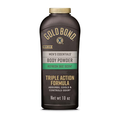 Gold Bond Men's Essentials Talc Free Body Powder, 10 oz., Refresh 360 Scent, Body Powder for Men, Wetness Protection