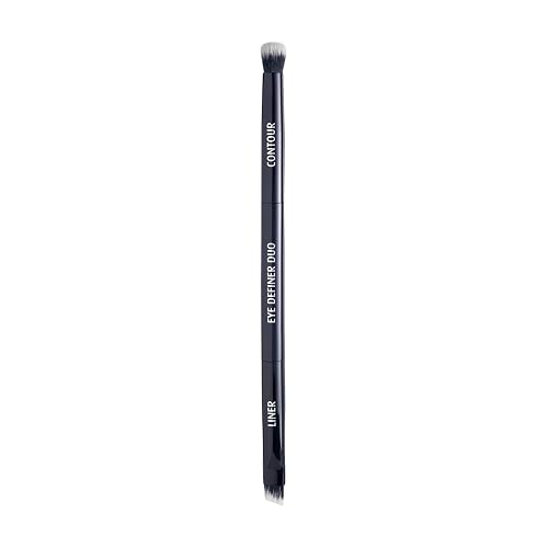 Lune+Aster Eye Definer Duo Brush | Dual-Ended Eye Makeup Brush To Apply Eyeliner, Blend Eyeshadow. Made with Alumium Handle, Vegan Bristles.